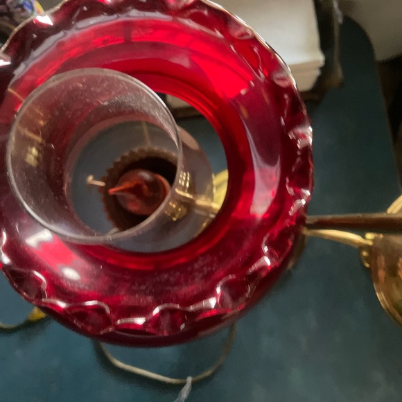 Student Lamp with Cranberry shade - Picture 4 of 5